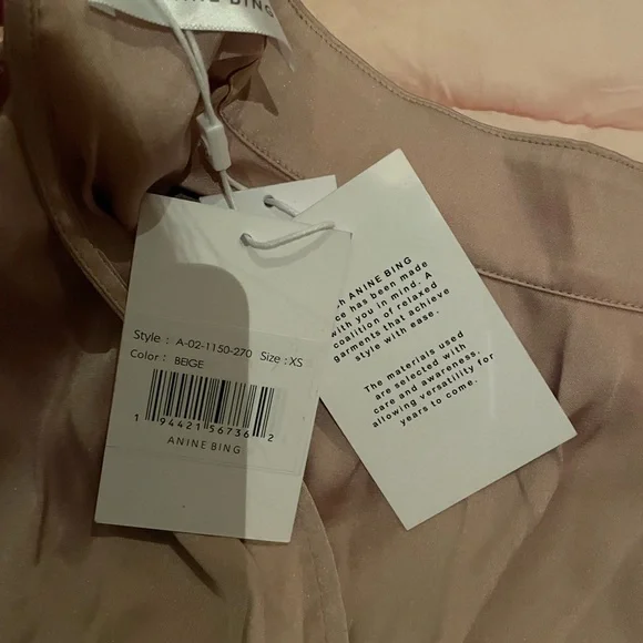 FINAL SALE ‼️NWT  ANINE BING Beige Dress MIDI /Long Sleeve - Picture 4 of 7